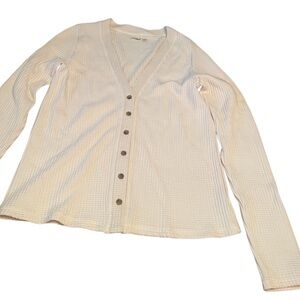 Fatherly Long Sleeve Cream Colored Button-Up Cardigan, size Medium